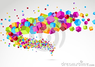 Bright colorful cube 3d swoosh background Vector Illustration