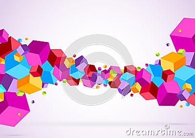 Bright colorful cubic wave Vector Illustration