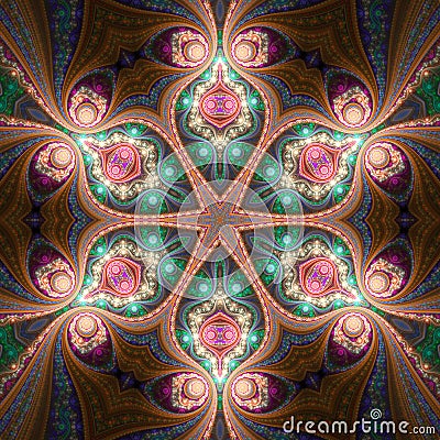 Bright colorful fractal mandala Stock Photo