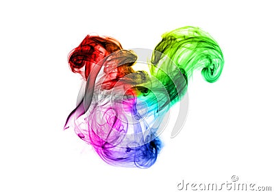 Bright colorful fume abstract shapes over white Stock Photo