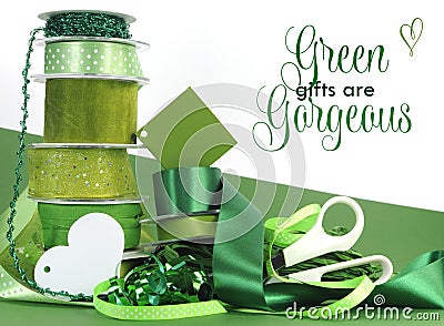 Bright colorful green theme gift wrapping Stock Photo