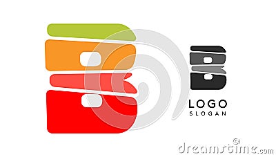 Bright colorful letter B, layers blocks like sandwich, stone balancing or rock stacking. Modern cartoon monogram for kid Vector Illustration