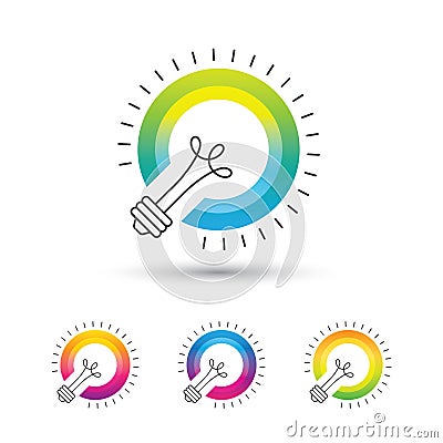 Bright colorful light bulb logo set Vector Illustration