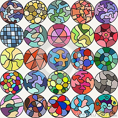 Bright colorful painted circles. Vector Illustration