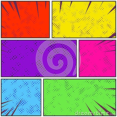 Bright colorful retro style pop art comic page strip. Abstract d Vector Illustration