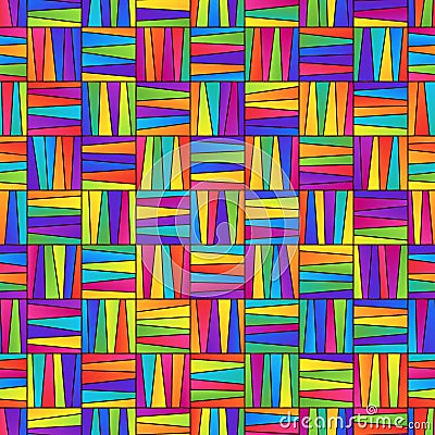 Bright Colorful Seamless Pattern of Gradient Striped Squares for Children`s Stuffs and Products Vector Illustration