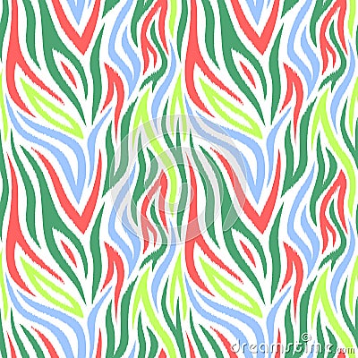 Bright and colorful seamless pattern with stripes. Boho style. Vector Illustration