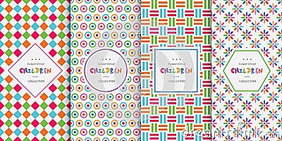 Bright colorful seamless patterns for baby style Vector Illustration