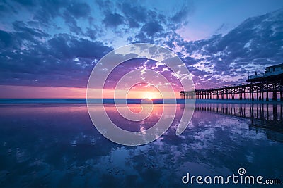 California Beach Sunset at Pacific Beach, San Diego Stock Photo