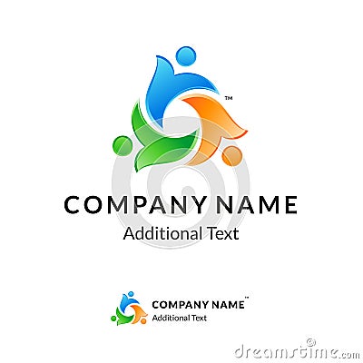 Bright Colorful Twisted Logo with United People Stock Photo