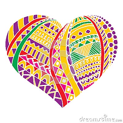 Bright colorful vector heart. doodle design, valentine`s day decoration, prints, backgrounds Stock Photo