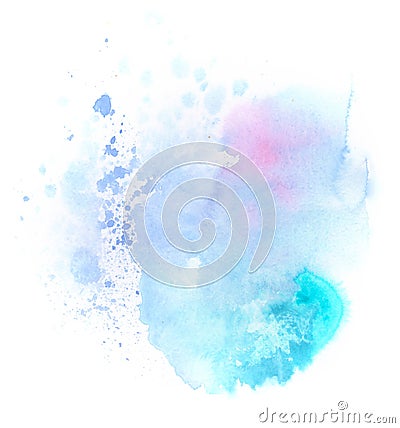 Bright colorful vibrant hand painted isolated watercolor spot splash on white background Stock Photo