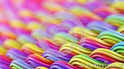 Bright colorful wavy curles ornament abstract 3D rendering with Stock Photo