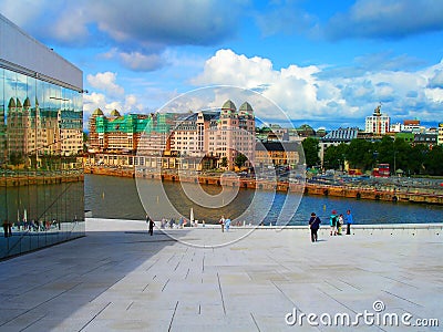 Bright colors of the city of Oslo. Norway Editorial Stock Photo