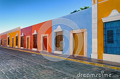 Bright Colors in Colonial Houses Stock Photo