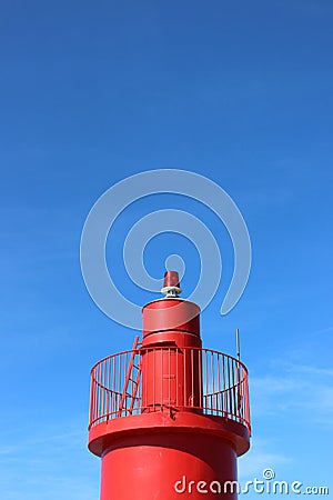 Red lighthouse in the city of Trani Stock Photo