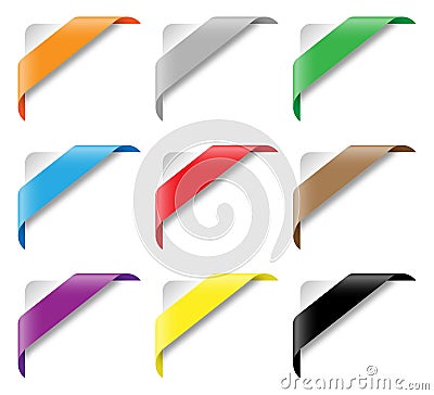 Bright colours corner ribbons set, isolated, EPS10 vector illustration Vector Illustration