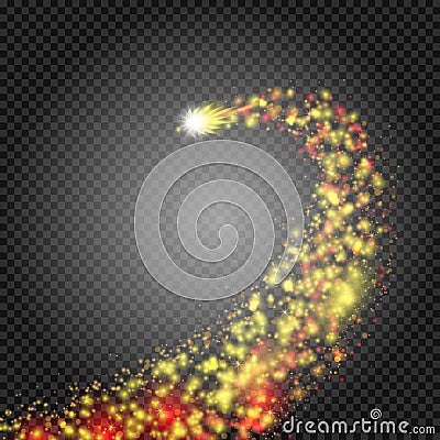 Bright comet with large dust. Falling Star. Vector illustration Vector Illustration