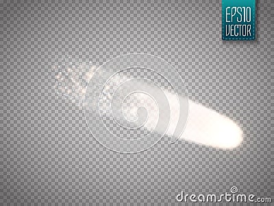 Bright comet with large dust and gas trails . Vector Vector Illustration