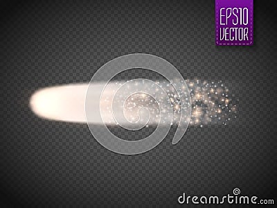 Bright comet with large dust and gas trails . Vector Vector Illustration