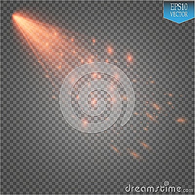 A bright comet with large dust and gas trails . Vector Illustration. Vector Illustration