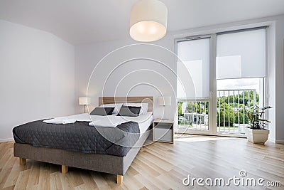 Bright and comfortable bedroom interior design Stock Photo