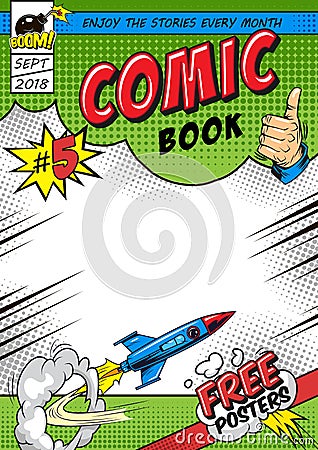 Bright comic book cover concept Vector Illustration