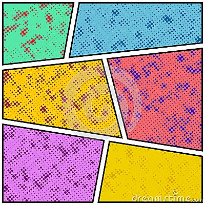 Bright comic book story colorful dotted page layout template Vector Illustration