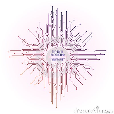 Bright computer motherboard with circuit board electronic Vector Illustration