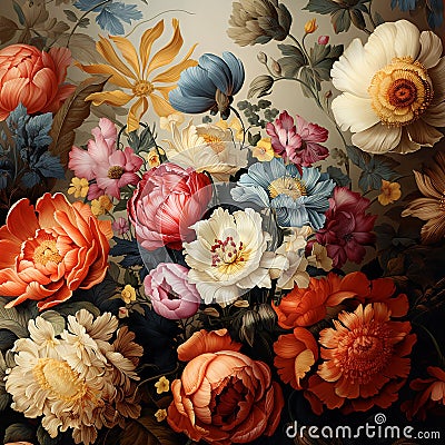 Bright contrast floral background Cartoon Illustration