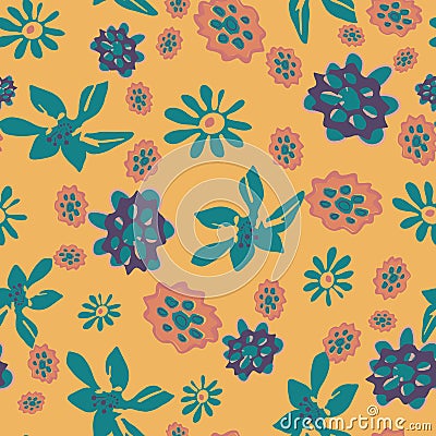 A bright contrast floral seamless vector pattern Vector Illustration