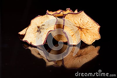 Bright, crispy, crisp snack of ripe and sweet apple on a black background Stock Photo