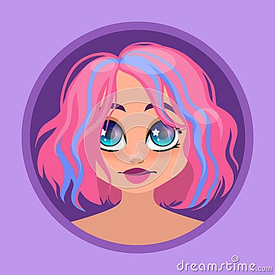 Bright cute avatar for a girl Vector Illustration