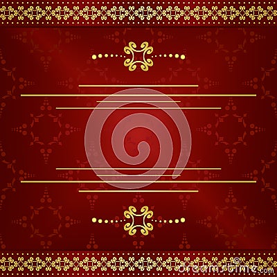 Bright dark red elegant card with gold decor - eps Vector Illustration