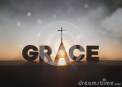 Church symbolizing God's grace and the cross of Jesus Christ Stock Photo