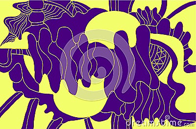 Bright decorative abstract background, violet yellow color, psyc Vector Illustration