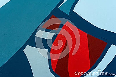 Bright detal of wall is decorated with abstract drawings art close-up. Fragment for background Stock Photo