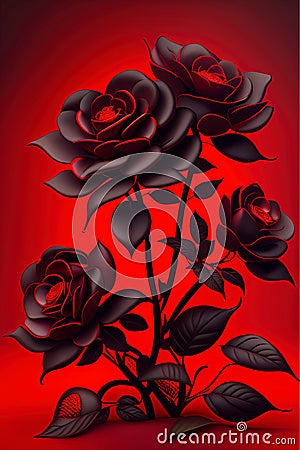 bright drawing of a red rose close-up on a red background, congratulations Stock Photo