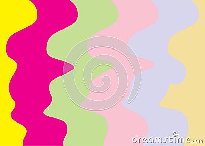 Bright dynamic animated background with twisted wavy lines of multicolors Vector Illustration