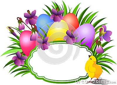 Bright Easter congratulatory teg. Vector Illustration