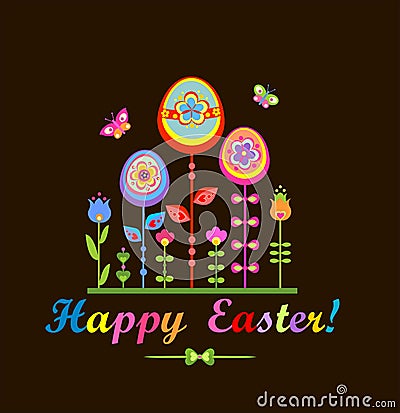 Bright easter greeting Vector Illustration