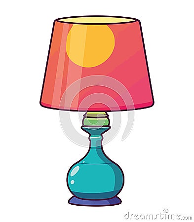 Bright electric lamp bedroom decor Vector Illustration