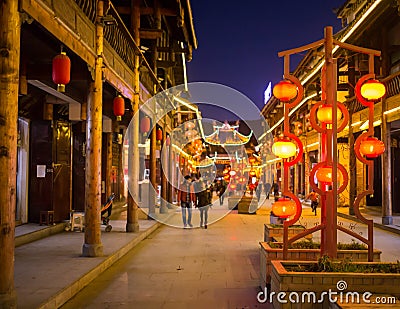 Bright and elegant night streets of China Stock Photo