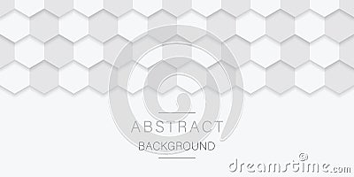 Bright Embossed White Background. Abstract Hexagon Futuristic Simple Background. 3d Honeycomb Geometric Pattern. White Vector Illustration