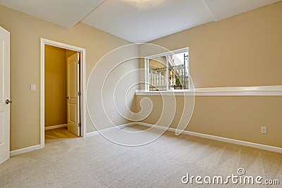 Bright empty bedroom in light ivory tone Stock Photo