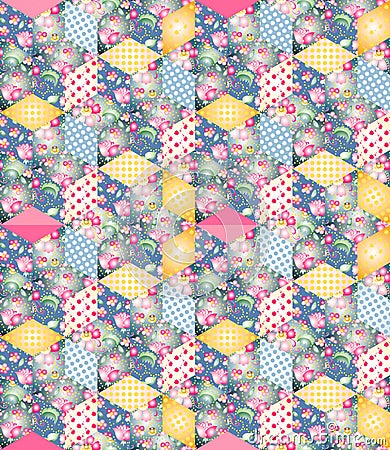 Bright endless patchwork pattern. Vector Illustration