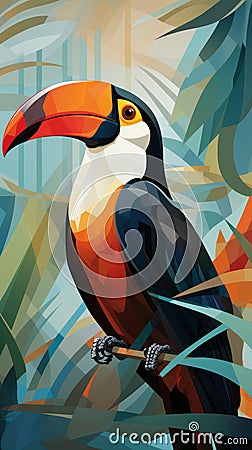 Bright exotic tropical bird toucan Stock Photo