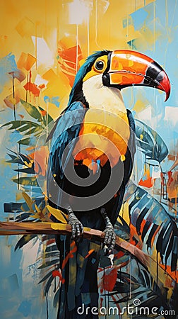 Bright exotic tropical bird toucan Stock Photo