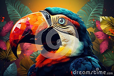 Bright exotic tropical bird toucan Stock Photo