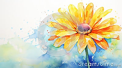 Bright Expressive Watercolor of a Cheerful Sunny Day AI Generated Cartoon Illustration